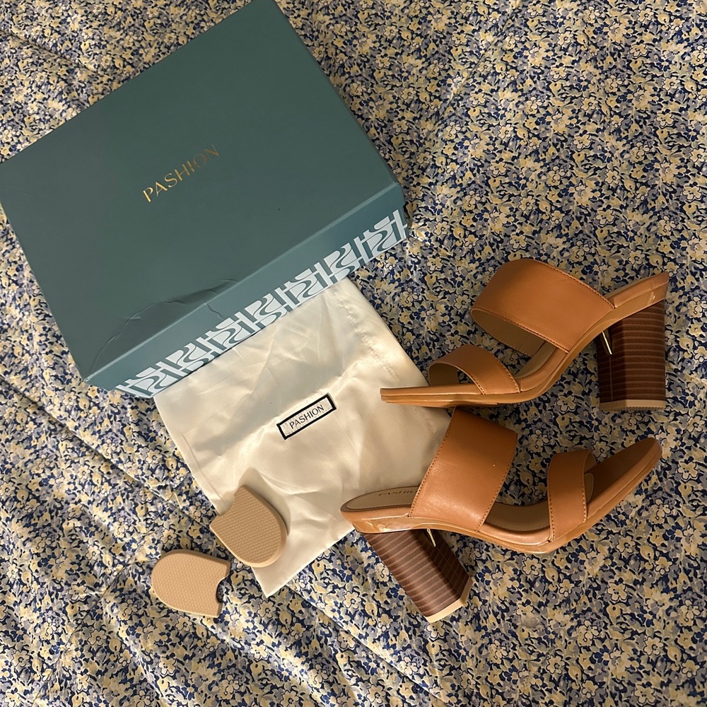 Pashion Footwear “The Slide” Brown Convertible Heels